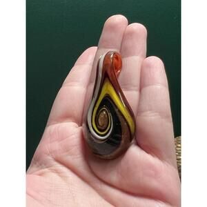 Artisan Hand Blown Large Teardrop Glass Pendant Swirly Abstract Vintage